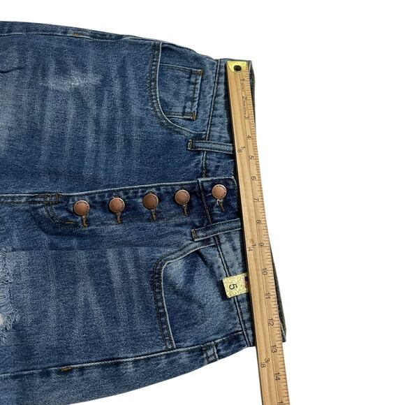 Vibrant Womens Jeans Juniors Size 5 Ripped Raw Hem Button Fly Wide Leg Denim - Picture 8 of 11